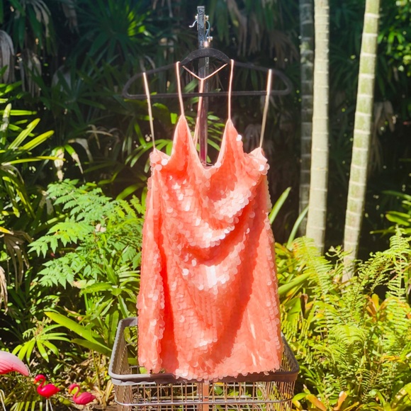 Dresses & Skirts - Blush Pink Sequin Paillette Backless Mini Dress